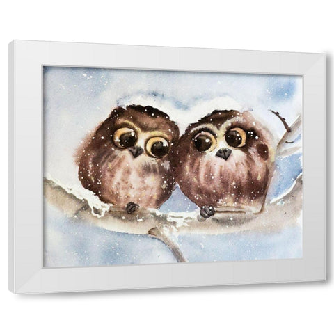 Owls White Modern Wood Framed Art Print by Shefranov, Olga