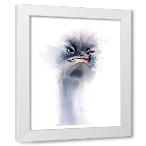 Ostrich White Modern Wood Framed Art Print by Shefranov, Olga