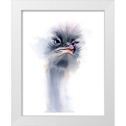 Ostrich White Modern Wood Framed Art Print by Shefranov, Olga