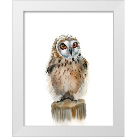 Spotted Owl White Modern Wood Framed Art Print by Shefranov, Olga