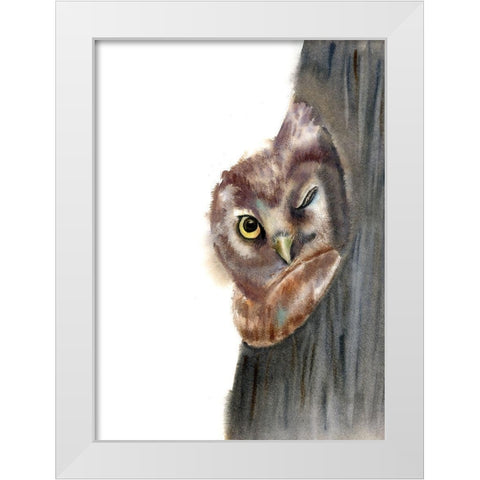 Peeker White Modern Wood Framed Art Print by Shefranov, Olga
