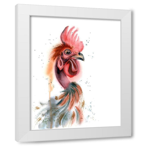 Rooster White Modern Wood Framed Art Print by Shefranov, Olga