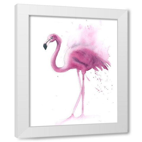 Flamingo V White Modern Wood Framed Art Print by Shefranov, Olga