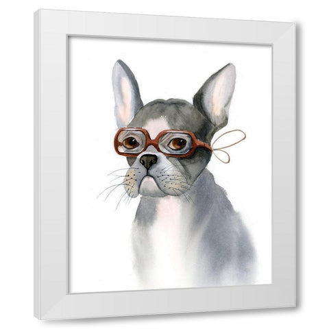 Frenchie White Modern Wood Framed Art Print by Shefranov, Olga