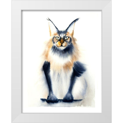Wild Cat White Modern Wood Framed Art Print by Shefranov, Olga