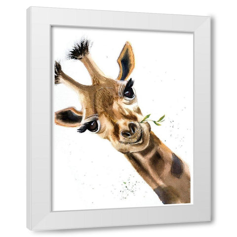 Giraffe White Modern Wood Framed Art Print by Shefranov, Olga