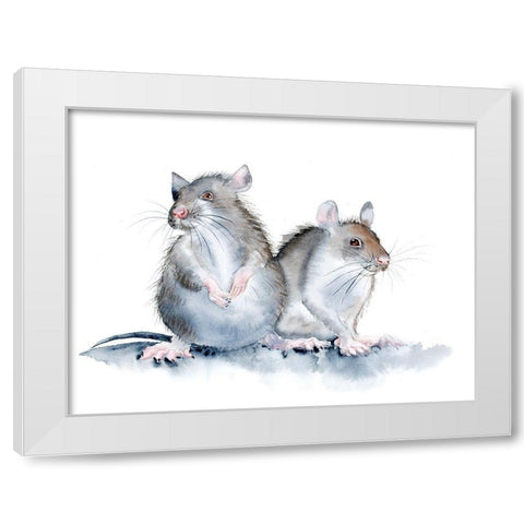 Mice White Modern Wood Framed Art Print by Shefranov, Olga