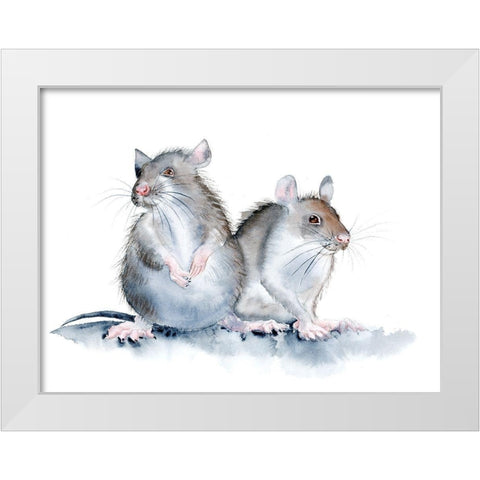 Mice White Modern Wood Framed Art Print by Shefranov, Olga
