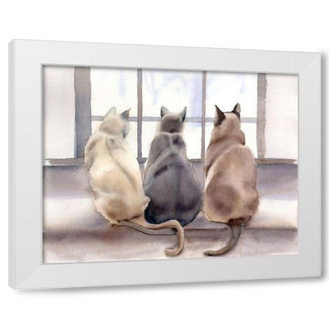 Cats White Modern Wood Framed Art Print by Shefranov, Olga