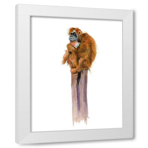 Monkey White Modern Wood Framed Art Print by Shefranov, Olga
