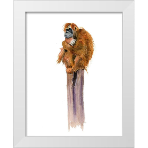Monkey White Modern Wood Framed Art Print by Shefranov, Olga