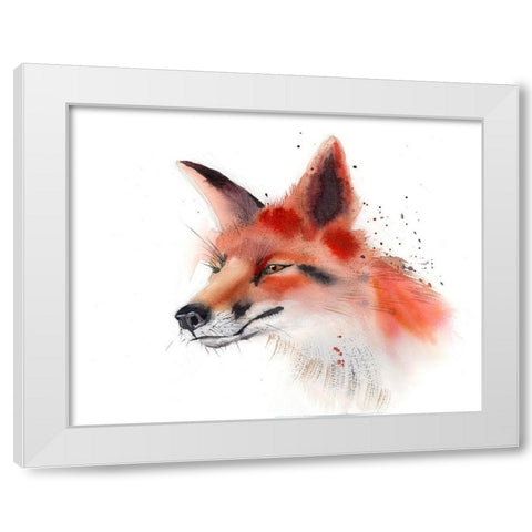 Fox White Modern Wood Framed Art Print by Shefranov, Olga