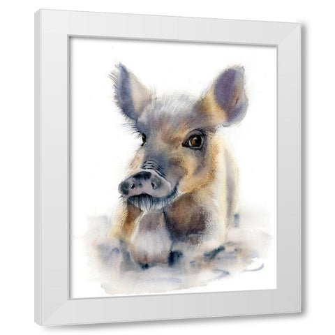 Pig White Modern Wood Framed Art Print by Shefranov, Olga