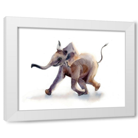 Elephant White Modern Wood Framed Art Print by Shefranov, Olga