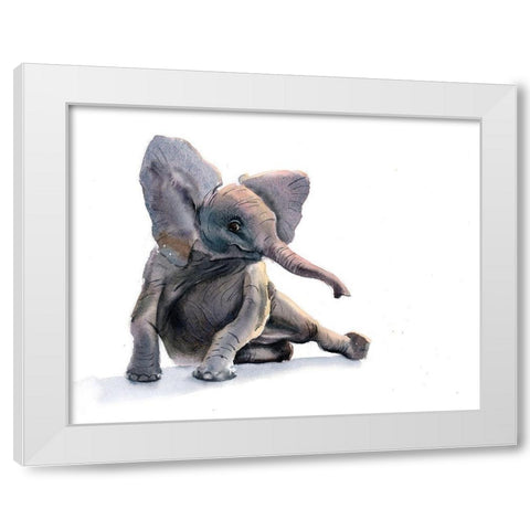 Elephant II White Modern Wood Framed Art Print by Shefranov, Olga