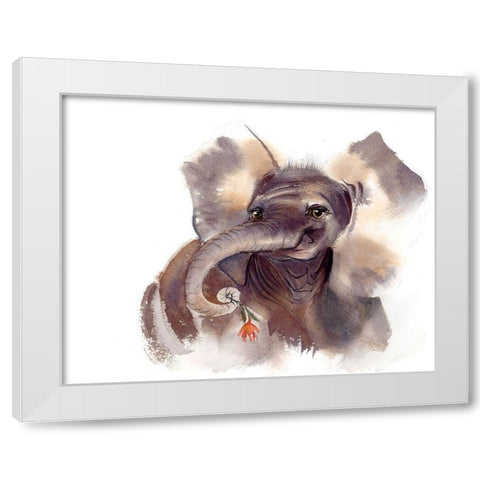 Elephant III White Modern Wood Framed Art Print by Shefranov, Olga