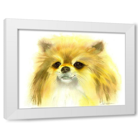 Pomeranian White Modern Wood Framed Art Print by Shefranov, Olga