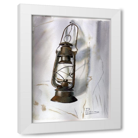 Lantern White Modern Wood Framed Art Print by Shefranov, Olga