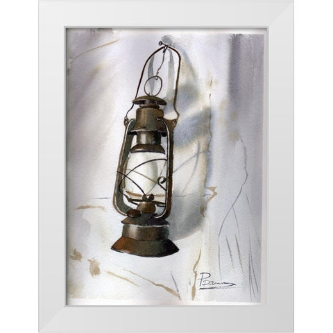 Lantern White Modern Wood Framed Art Print by Shefranov, Olga