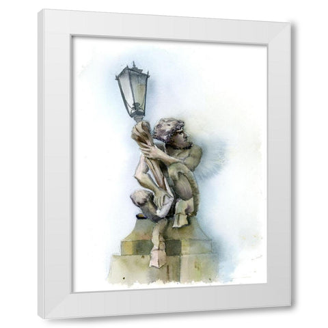 Lamp Post White Modern Wood Framed Art Print by Shefranov, Olga
