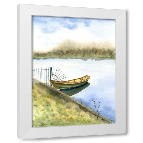 Boat on the Water White Modern Wood Framed Art Print by Shefranov, Olga