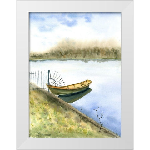 Boat on the Water White Modern Wood Framed Art Print by Shefranov, Olga