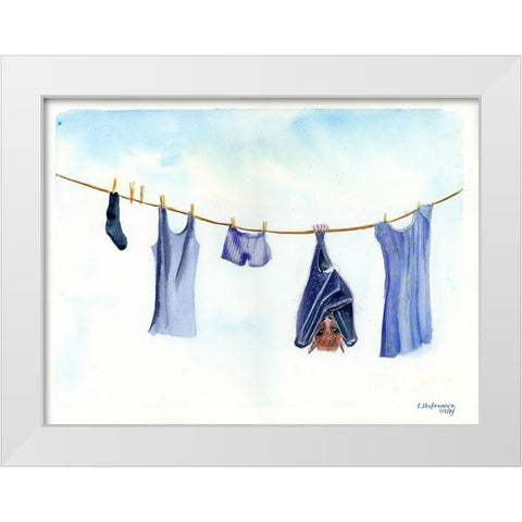 Clothesline II White Modern Wood Framed Art Print by Shefranov, Olga