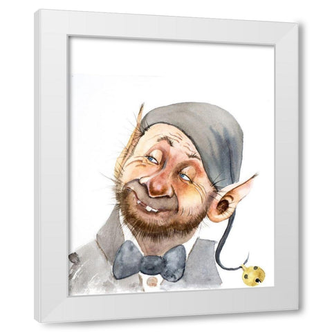 Bow Tie Guy White Modern Wood Framed Art Print by Shefranov, Olga