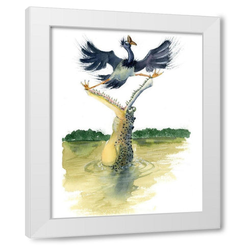 Gator White Modern Wood Framed Art Print by Shefranov, Olga