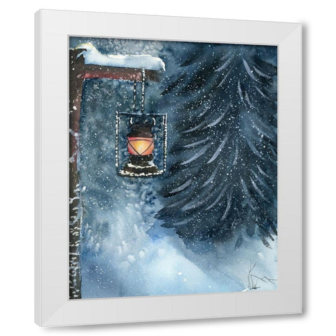 Winter Lantern White Modern Wood Framed Art Print by Shefranov, Olga