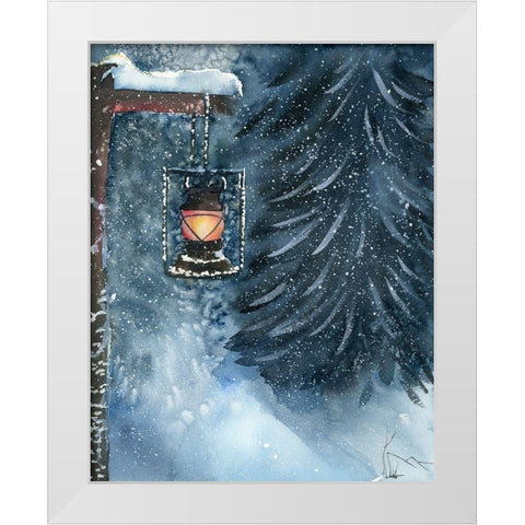 Winter Lantern White Modern Wood Framed Art Print by Shefranov, Olga