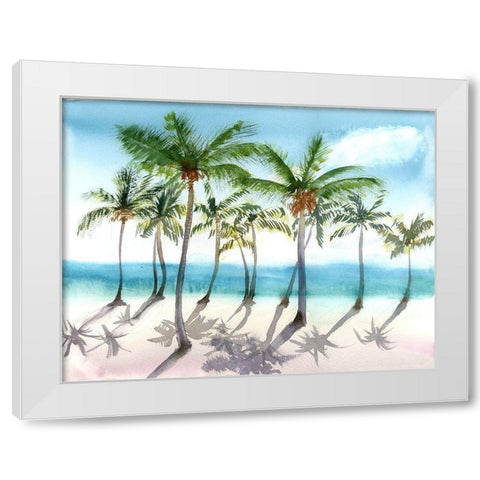 Palm Trees White Modern Wood Framed Art Print by Shefranov, Olga