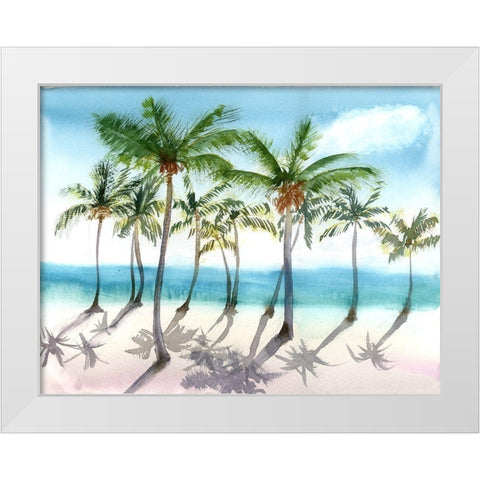 Palm Trees White Modern Wood Framed Art Print by Shefranov, Olga