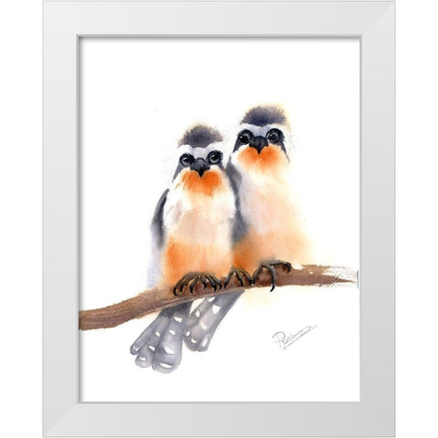 Bird Buds White Modern Wood Framed Art Print by Shefranov, Olga