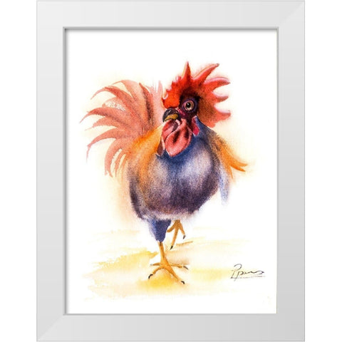 Rooster White Modern Wood Framed Art Print by Shefranov, Olga