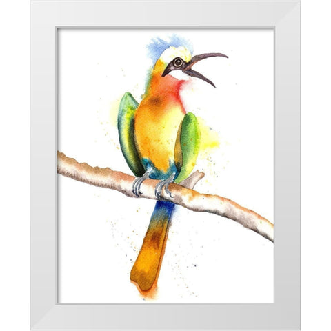 Tropical Bird II White Modern Wood Framed Art Print by Shefranov, Olga