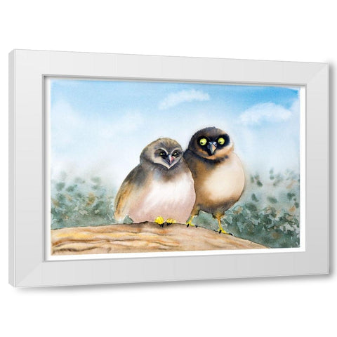 Owls White Modern Wood Framed Art Print by Shefranov, Olga