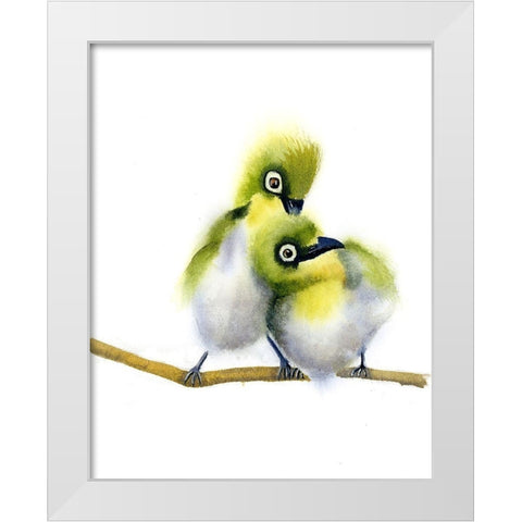 Lime Green Cuties White Modern Wood Framed Art Print by Shefranov, Olga