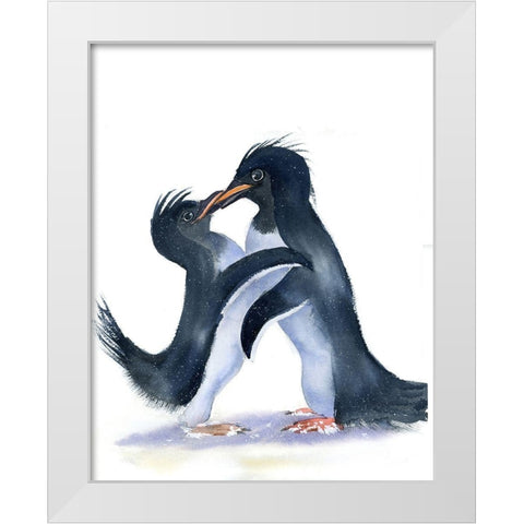 Penguins White Modern Wood Framed Art Print by Shefranov, Olga