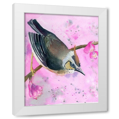 Pink Floral White Modern Wood Framed Art Print by Shefranov, Olga