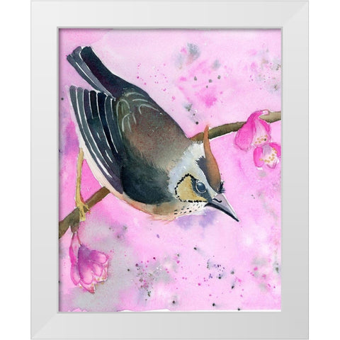 Pink Floral White Modern Wood Framed Art Print by Shefranov, Olga