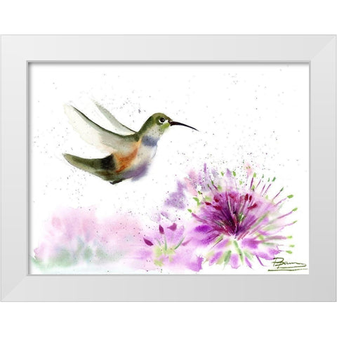 Hummingbird White Modern Wood Framed Art Print by Shefranov, Olga
