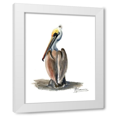 Beach Bird White Modern Wood Framed Art Print by Shefranov, Olga