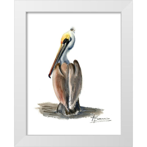 Beach Bird White Modern Wood Framed Art Print by Shefranov, Olga