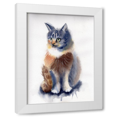 Cat White Modern Wood Framed Art Print by Shefranov, Olga