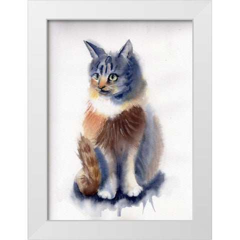 Cat White Modern Wood Framed Art Print by Shefranov, Olga