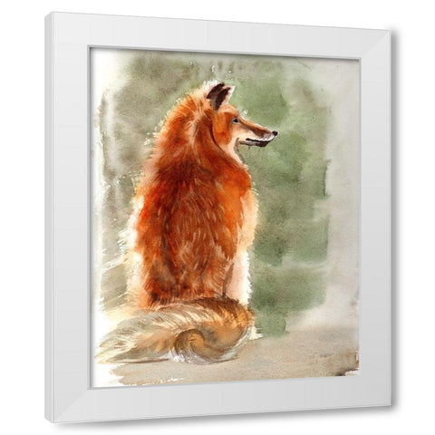 Fox White Modern Wood Framed Art Print by Shefranov, Olga