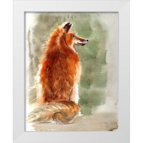 Fox White Modern Wood Framed Art Print by Shefranov, Olga