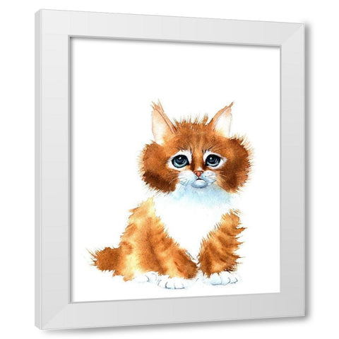 Orange Cat White Modern Wood Framed Art Print by Shefranov, Olga