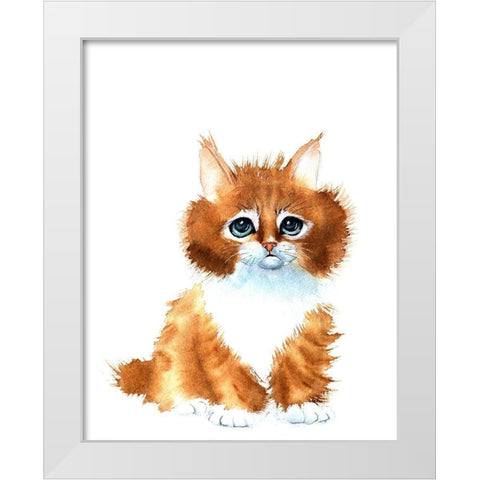 Orange Cat White Modern Wood Framed Art Print by Shefranov, Olga